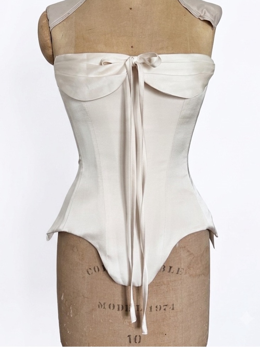 NWT Miss Rosier White Cream Satin Corset Top Sz S Lace Up Bridal Lingerie